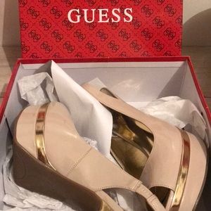 Nude Guess Peep Toe Heels